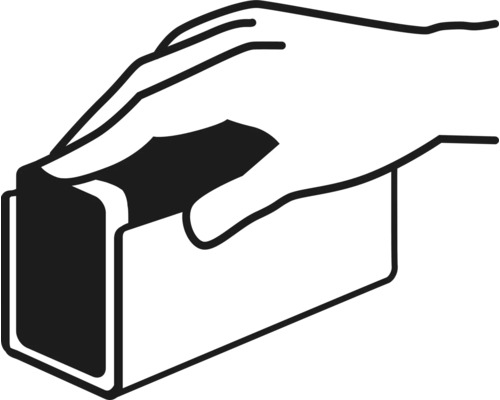 Hand die einen Schleifklotz hält