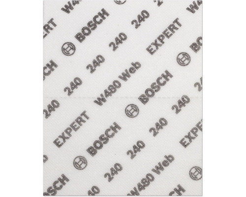Schleifpapier mit der Körnung 240, der Aufschrift EXPERT, W480 Web und dem Bosch Logo
