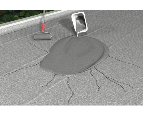 Flachdachabdichtung mit Flüssigkunststoff und Farbroller