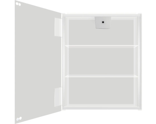Offener Spiegelschrank mit zwei Regalböden