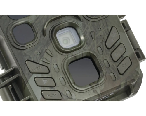 Detailansicht einer Wildkamera mit Bedienknöpfen