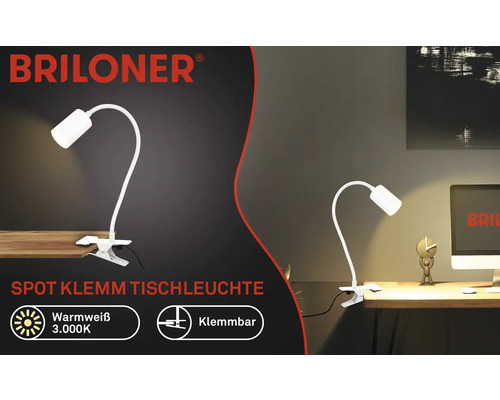 Briloner Klemmleuchte für den Tisch mit warmweissem Licht