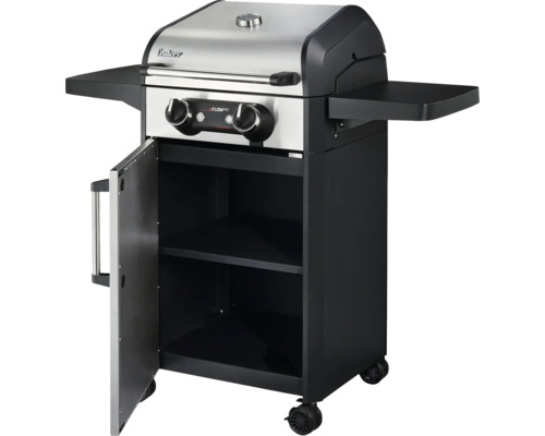 Barbecue à gaz Enders avec deux brûleurs, tablettes latérales et placard inférieur