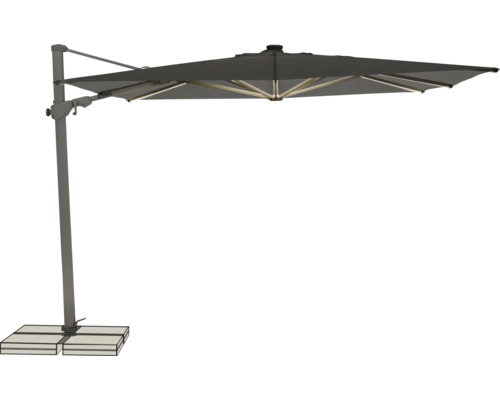 Freiarm-Sonnenschirm mit quadratischer Form und Standfuß