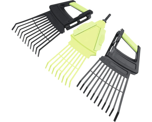 Trois râteaux à feuilles et à jardin avec poignée