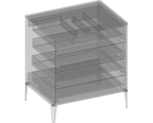 Commode avec trois tiroirs et pieds