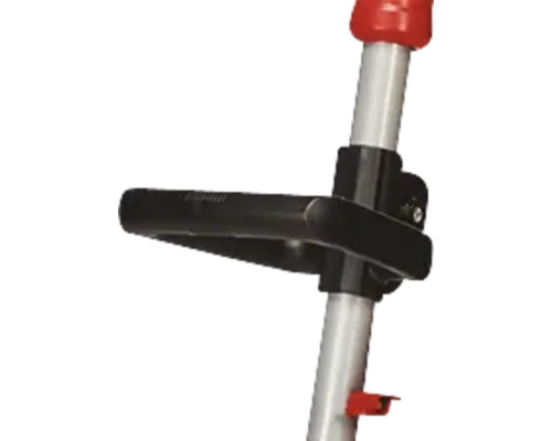 Detailansicht einer Teleskopstange mit schwarzem Griff