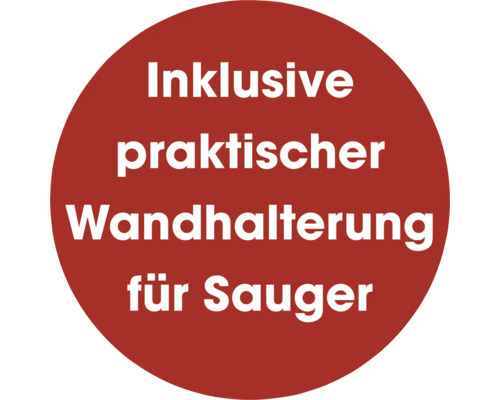 Inklusive praktischer Wandhalterung für Sauger