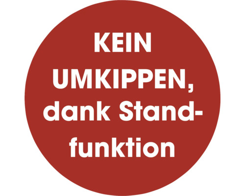 Kein Umkippen dank Standfunktion