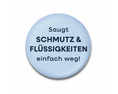Symbol: Saugt Schmutz und Flüssigkeiten einfach weg