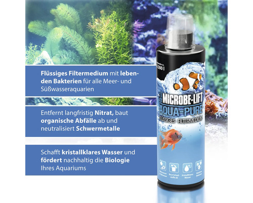 Microbe Lift Aqua Pure flüssiges Filtermedium für Meer- und Süßwasseraquarien