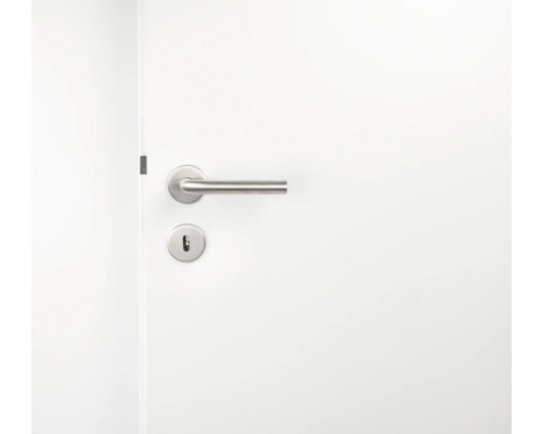 Weisse Tür mit Griff und Schlüsselloch