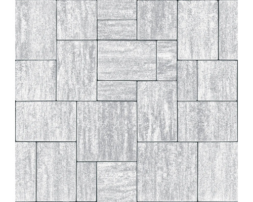 Pflastersteine in verschiedenen Größen verlegt