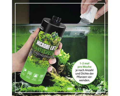 Microbe Lift Plants Green Pflanzendünger zur Anwendung im Aquarium.