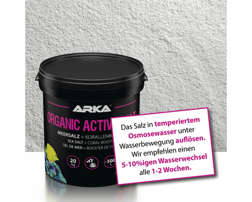 Arka Organic Activ Meersalz im Eimer mit Pflegehinweisen
