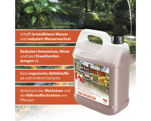 Microbe Lift Special Blend zur Wasserpflege von Teichen in einer Kunststoffflasche