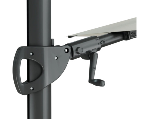 Detailaufnahme des Mechanismus zum Öffnen und Schließen eines Sonnenschirms