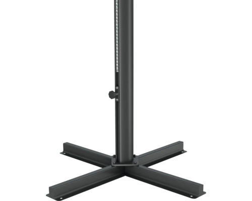 Sonnenschirmständer aus Metall mit LED-Leiste.