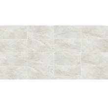 Carreaux muraux rectangulaires clairs avec structure en marbre.