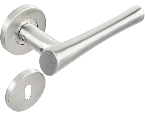 Poignée de porte en acier inoxydable avec rosette de clé