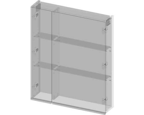 Image d''une armoire de toilette avec des étagères.