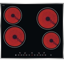 Plaque de cuisson vitrocéramique noire avec quatre zones de cuisson