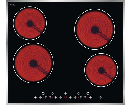Plaque de cuisson vitrocéramique noire avec quatre zones de cuisson