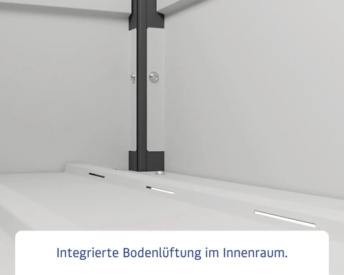 Integrierte Bodenlüftung im Innenraum des Schranks.