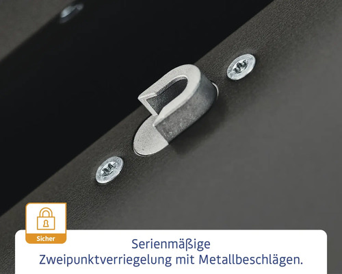 Zweipunktverriegelung mit Metallbeschlägen