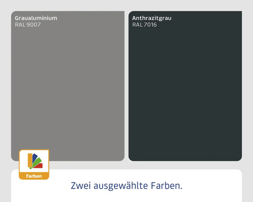 Farbmuster Graualuminium RAL 9007 und Anthrazitgrau RAL 7016
