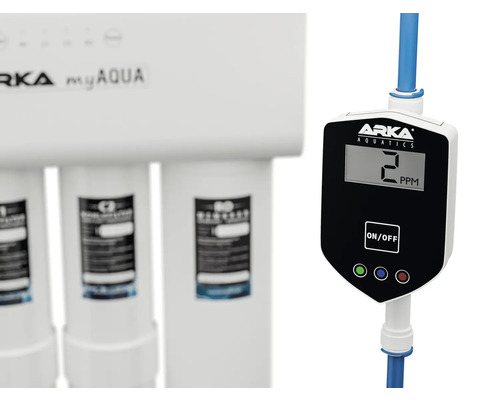 Arka myAqua Umkehrosmoseanlage mit digitalem Messgerät zur Wasserqualität