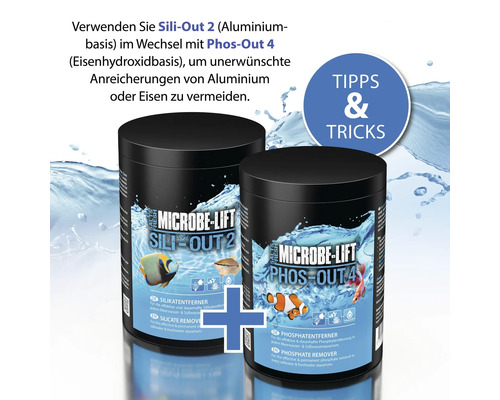 Microbe Lift Sili-Out 2 und Phos-Out 4 zur Entfernung von Silikat und Phosphat im Aquarium