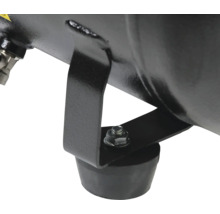 Detailaufnahme des Standfußes eines Kompressors mit Schraube und Gummifuß