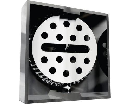 Lüftungsgitter mit runder perforierter Platte in einem quadratischen Rahmen