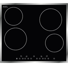 Table de cuisson vitrocéramique avec quatre zones de cuisson