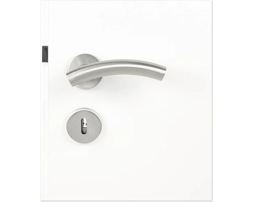 Poignée de porte en acier inoxydable avec rosace de clé sur une porte