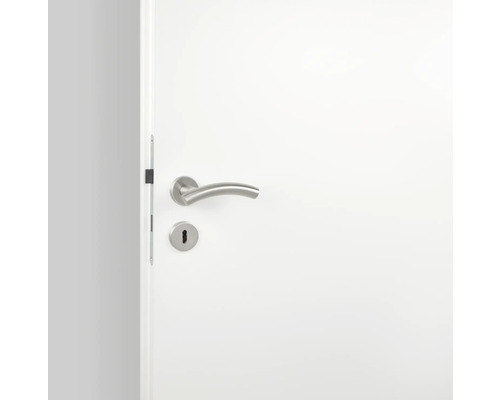 Porte intérieure blanche avec poignée de porte et trou de serrure couleur argent