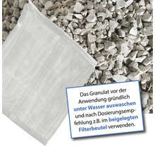Weißer Filtersack vor Granulat
