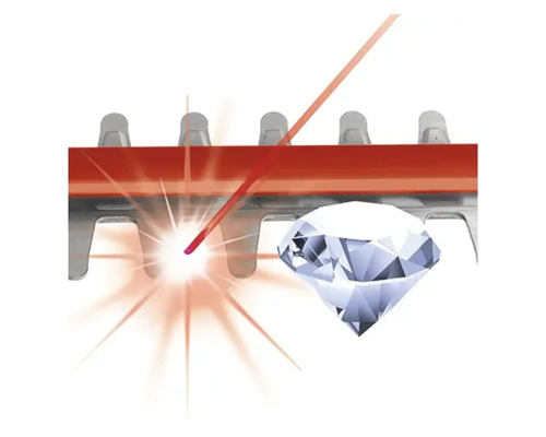 Darstellung eines Laserschnitts in einem Material mit Diamant