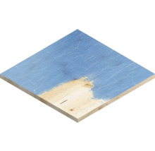Planche en bois partiellement peinte en bleu