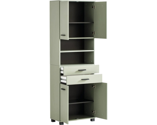 Armoire multifonctionnelle ouverte avec étagères et tiroirs