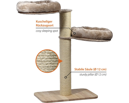 Katzenkratzbaum mit zwei Liegeflächen und Sisalstamm