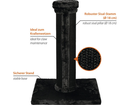Schwarzer Kratzbaum mit Sisalstamm und stabiler Basis