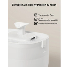 Trinkbrunnen für Haustiere mit transparentem Tank und 130 ml Wasserspeicherkapazität