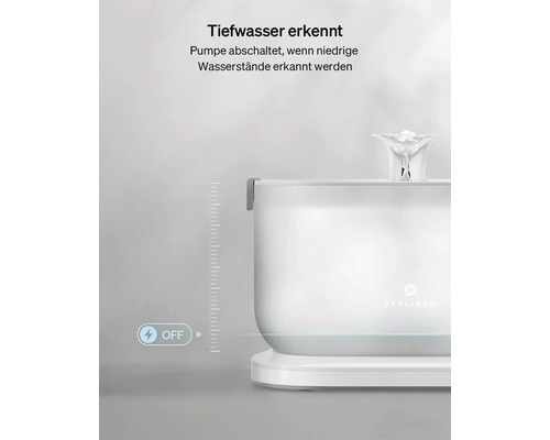 Petlibro Trinkbrunnen mit Tiefwassererkennung und Abschaltautomatik bei niedrigem Wasserstand
