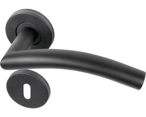 Schwarze Türgriffgarnitur mit Rosetten