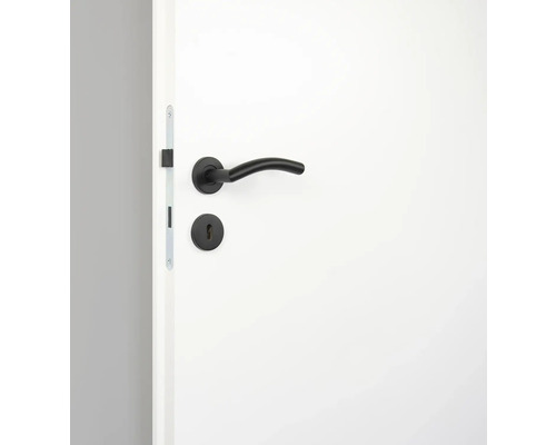 Weiß Tür mit schwarzer Türklinke und Schloss