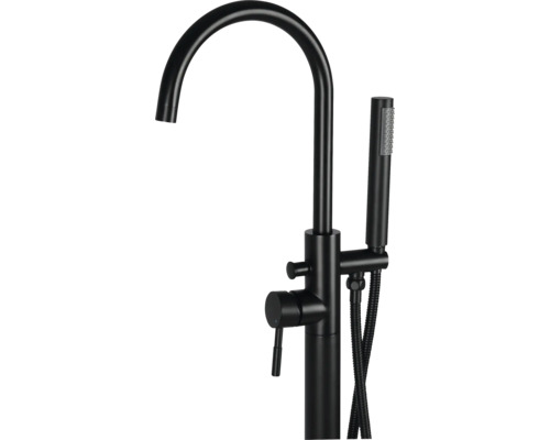 Robinet de baignoire îlot noir avec douchette