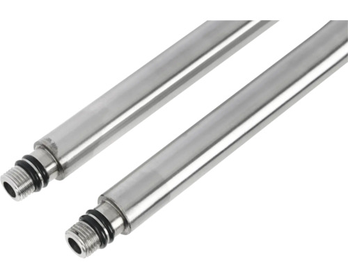 Deux tiges métalliques avec filetage et joints d''étanchéité