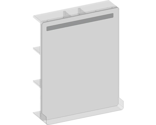 Système de cloison transparent avec étagères.